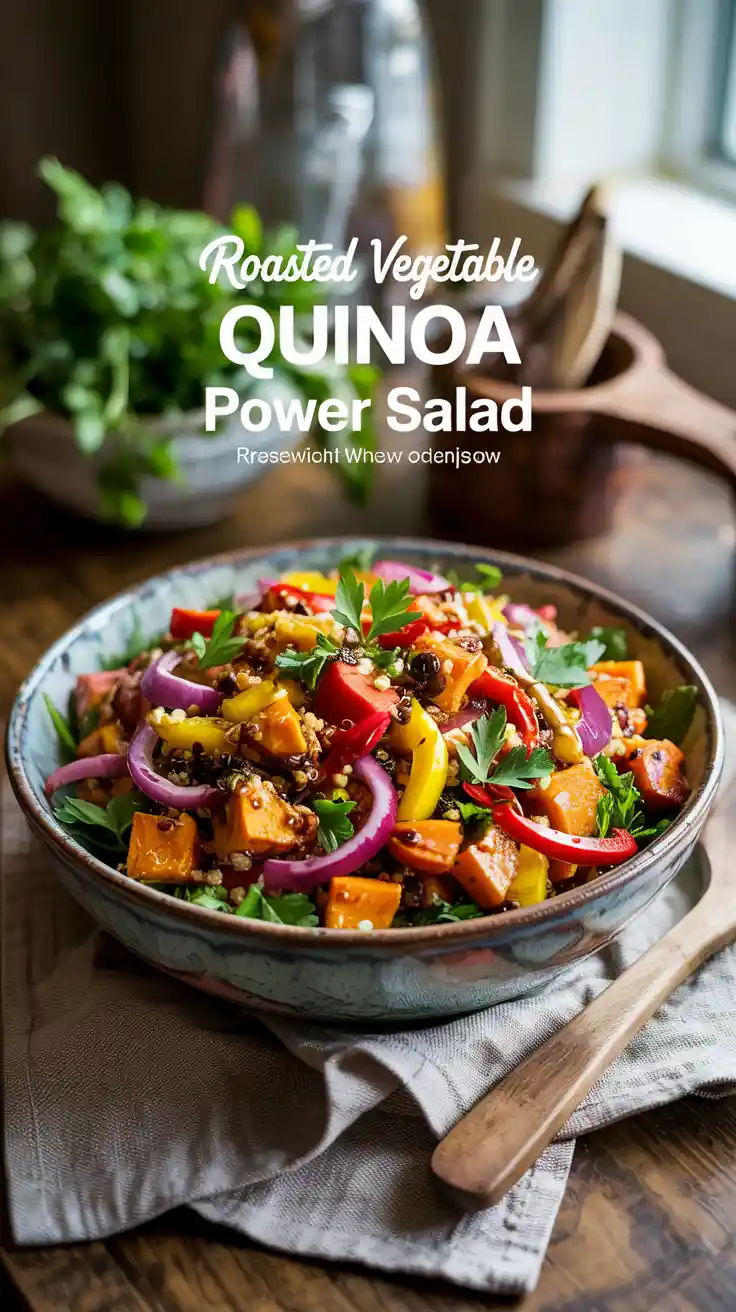 With every forkful of this roasted vegetable quinoa power salad, you’ll experience a delicious combination of healthy ingredients and satisfying texture that supports your wellness goals.