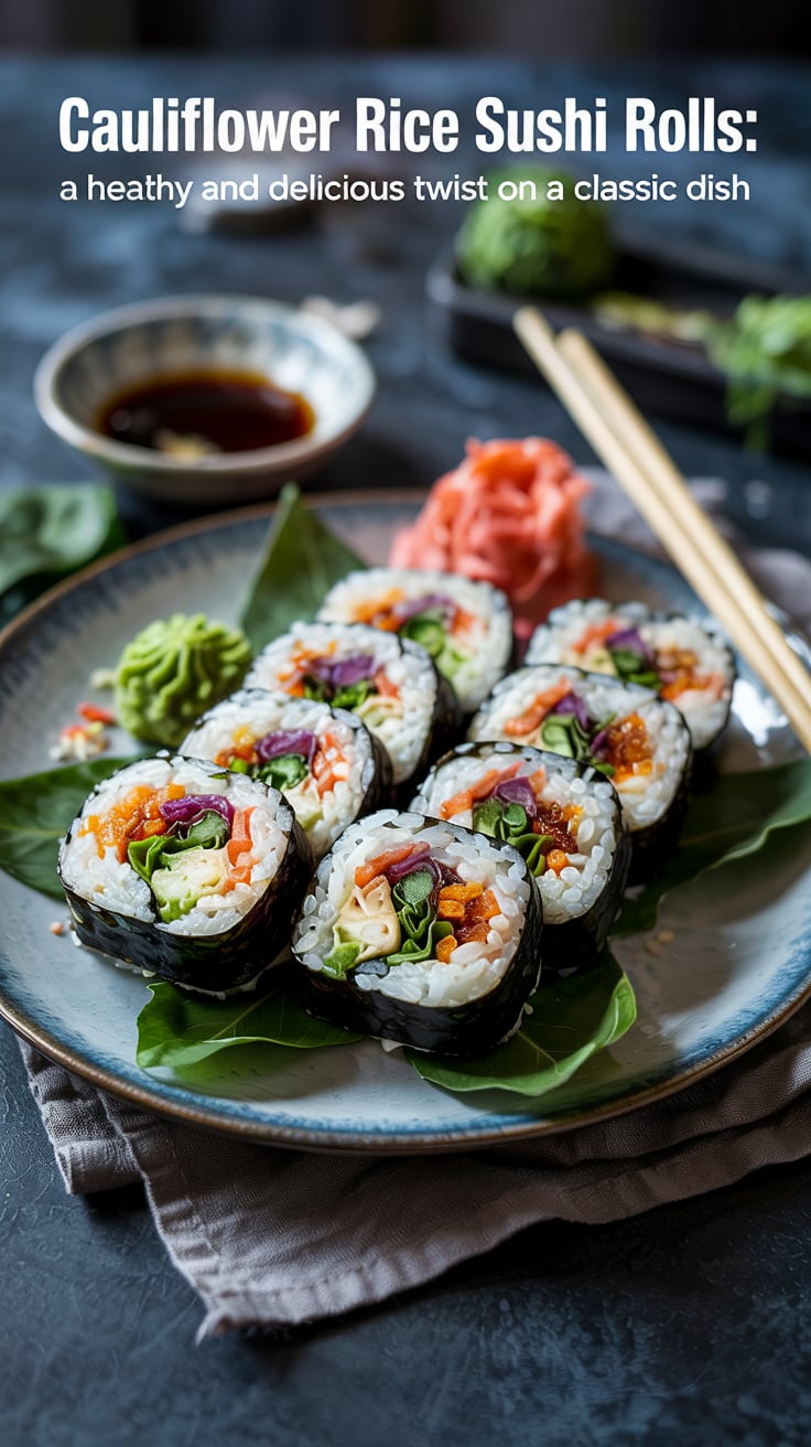 Discover the versatility of cauliflower rice as it transforms your sushi experience. Packed with vitamins and fiber, these rolls are a satisfying and healthy alternative that doesn’t skimp on taste, making them perfect for any meal.