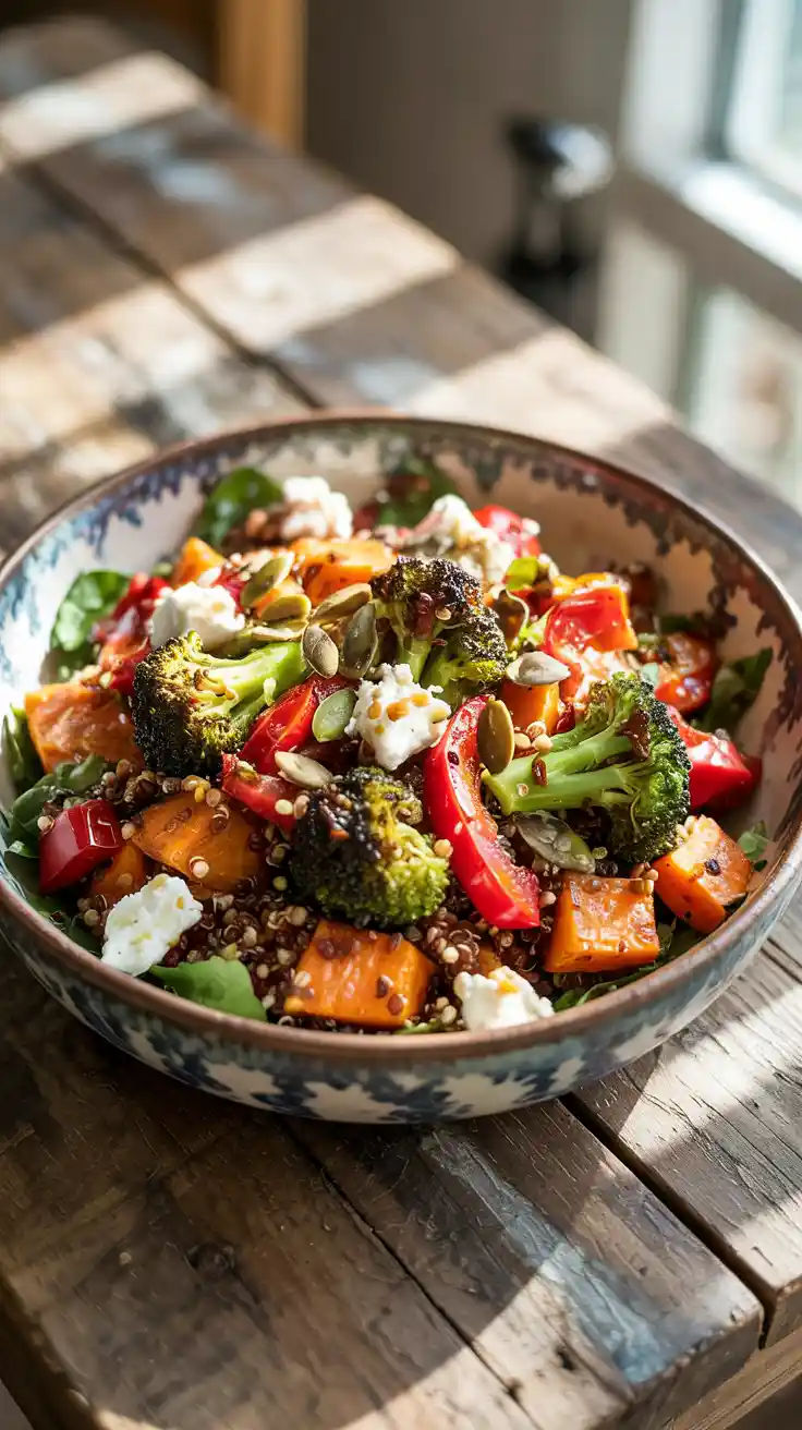 Packed with nutrients and bursting with color, this roasted vegetable quinoa salad offers a hearty, low-calorie meal you can enjoy any day of the week.