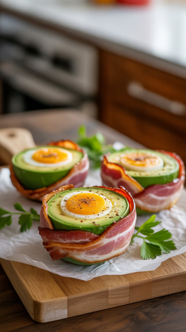 Indulge in a breakfast classic reimagined with Bacon-Wrapped Avocado Egg Cups! These savory bites are the perfect blend of creamy avocado and crispy bacon, packed with protein and keto-friendly goodness while keeping calories in check. Discover how to whip up this nutritious delight for your morning routine.