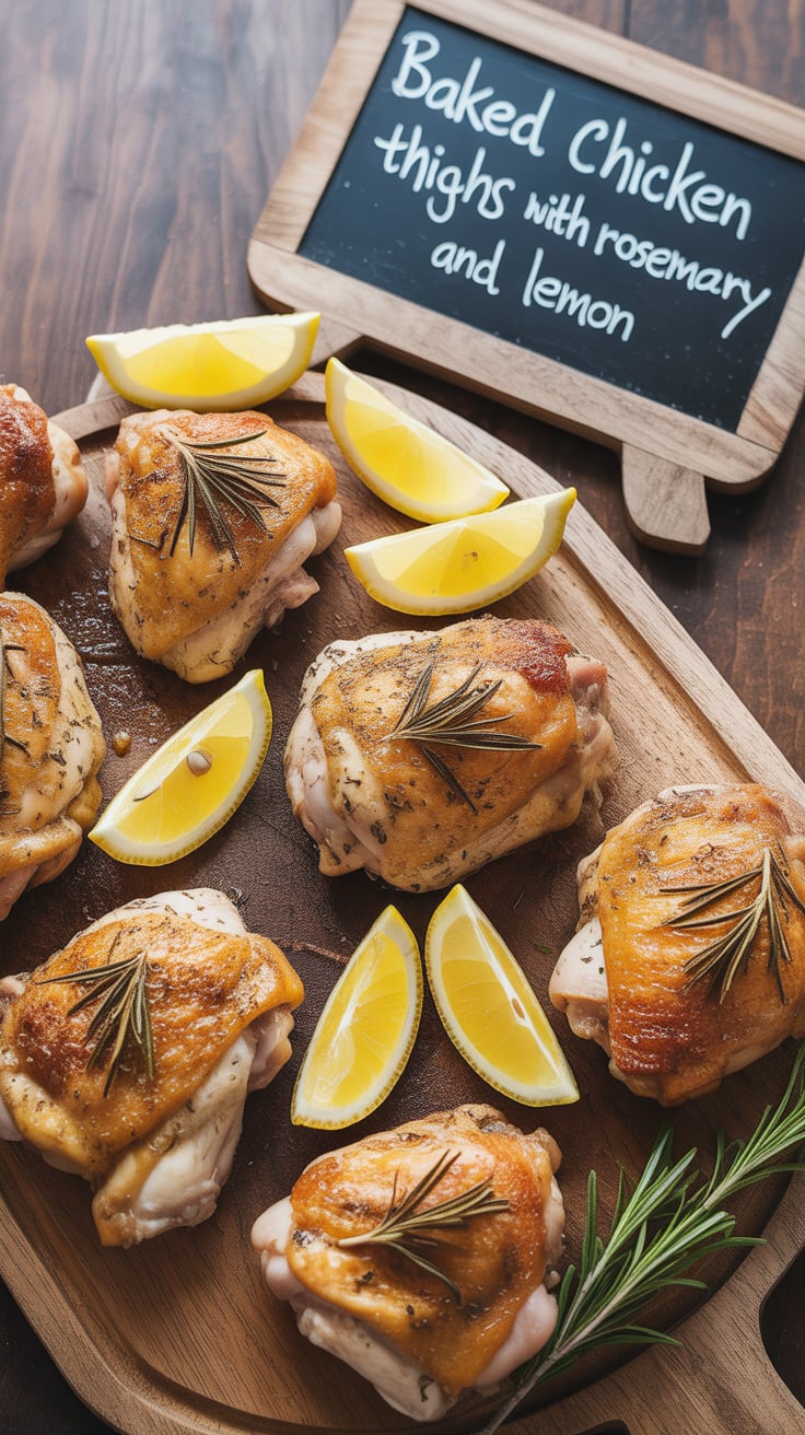 Transform your dinner with a dish that's both simple and bursting with flavor. Baked Chicken Thighs with Rosemary and Lemon feature juicy, tender meat infused with aromatic herbs and zesty citrus, making it a perfect choice for a healthy, keto-friendly meal.