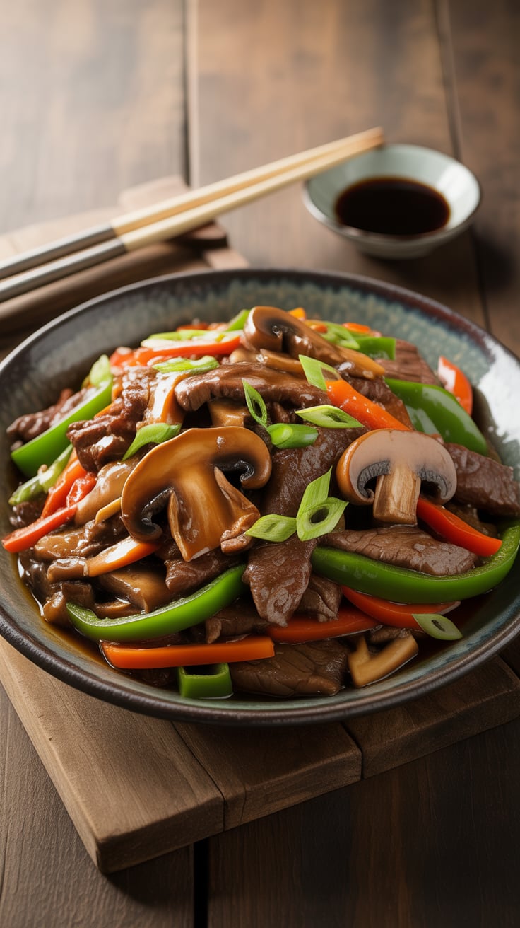 Savor the bold flavors of Beef and Mushroom Stir-Fry with Soy Sauce, a dish that combines tender beef with earthy mushrooms for a meal that's high in protein and low in carbs. Perfect for a quick weeknight dinner that nourishes without the extra calories.