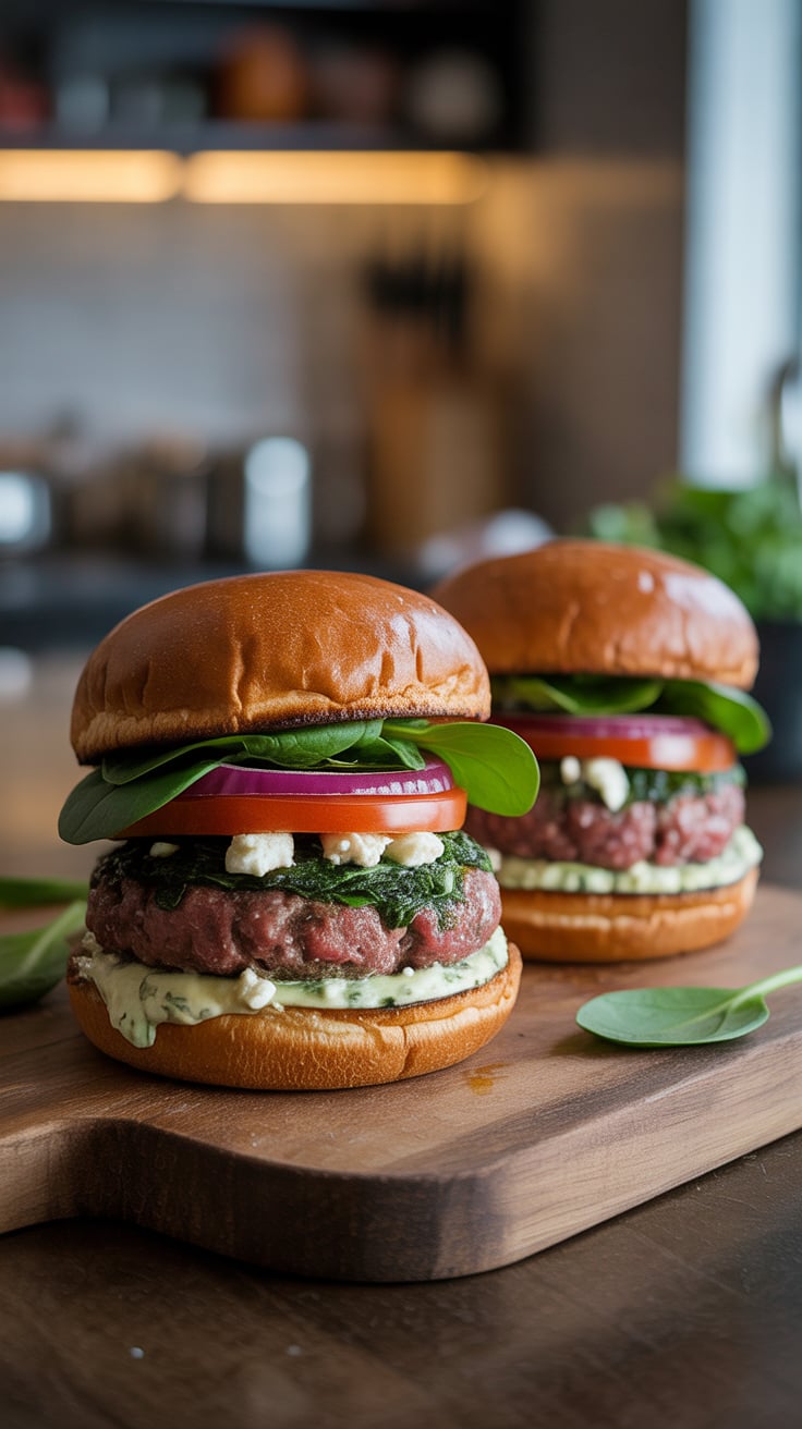 Craving something flavorful yet healthy? These Herbed Beef Burgers combine high-quality beef with fresh spinach and feta for a deliciously nutritious meal that doesn’t compromise on taste or satisfaction.