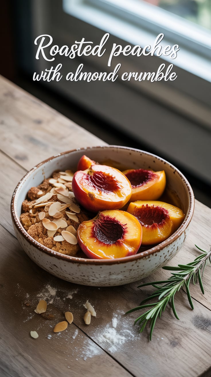 Experience a delightful blend of flavors with our Roasted Peaches with Almond Crumble, a dessert that’s both healthy and indulgent. The natural sweetness of roasted peaches pairs beautifully with a crunchy almond topping, creating a satisfying treat that won’t derail your wellness goals.