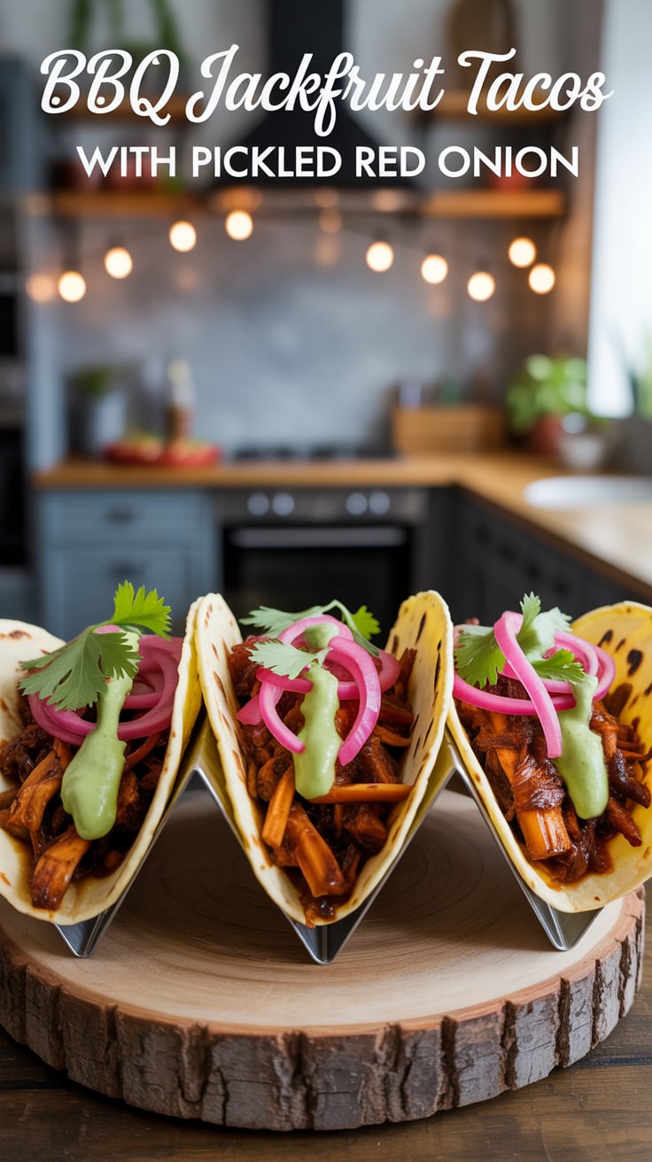 Weeknight-friendly BBQ jackfruit with quick pickled red onion proves plant-based can be bold, fresh, and waistline-conscious.