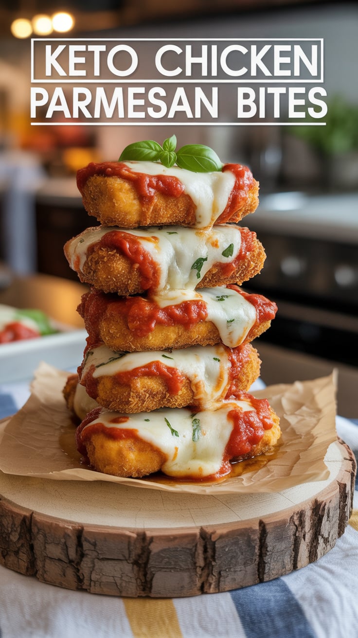 Taste the crispy goodness of Chicken Parmesan without the carbs! Our Keto Chicken Parmesan Bites are loaded with protein, making them an irresistible choice for a low-calorie snack or meal that won't derail your diet.