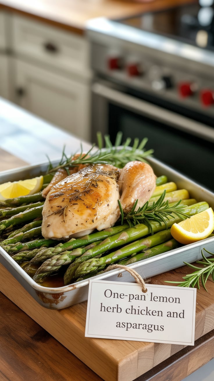 Elevate your dinner routine with a zesty twist! This One-Pan Lemon Herb Chicken and Asparagus not only streamlines clean-up but also delivers a powerhouse of protein, making it the ideal meal for health-conscious diners.