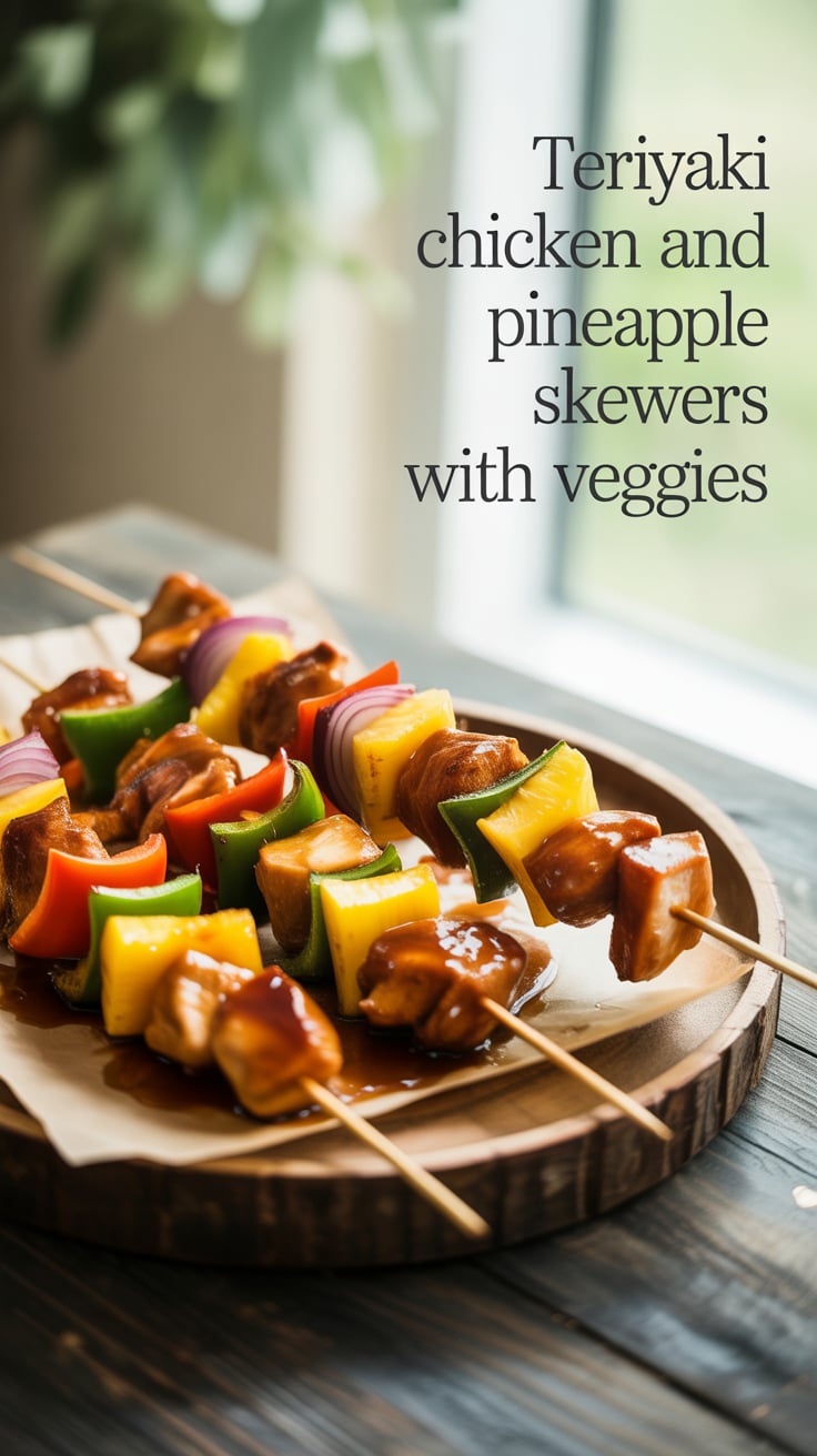 Get ready for a flavor-packed adventure with Teriyaki Chicken and Pineapple Skewers! This delightful dish pairs protein-rich chicken with succulent pineapple and colorful vegetables, making it a nutritious meal that everyone will love.